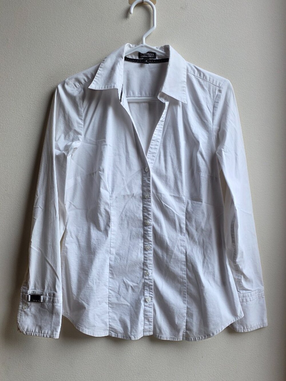 Express Essential Stretch White Button Down Shirt Size Medium